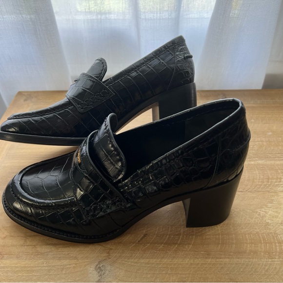 New Veronica Beard Women's Croco Penny 70 Loafer High Heel Pumps - Picture 4 of 9